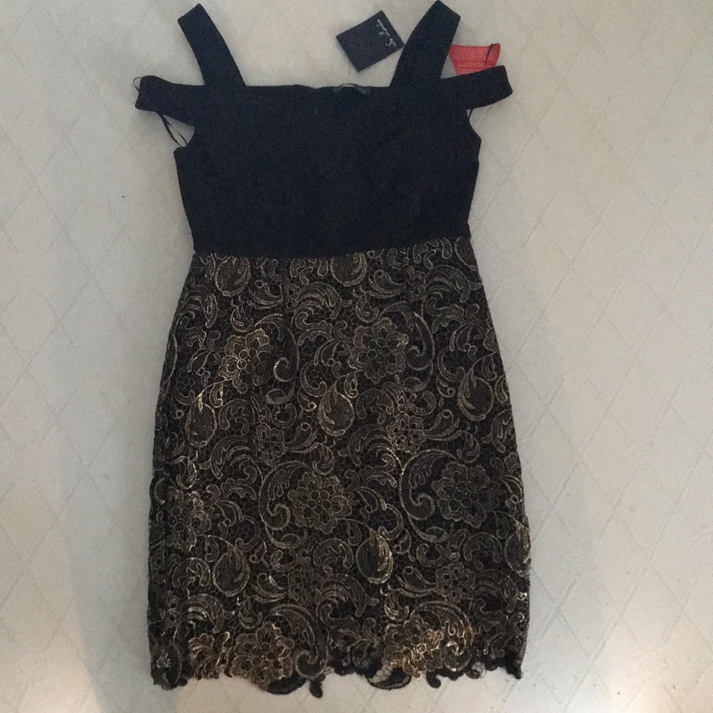 ASOS Curve cocktail dress black gold size us 12